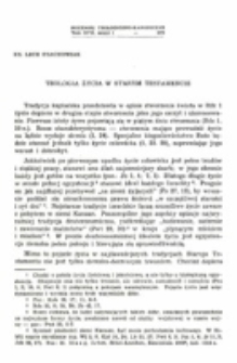 Teologia życia w Starym Testamencie.