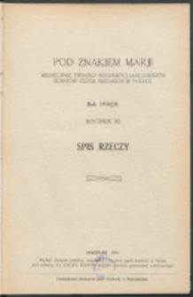 Pod Znakiem Marji. R. 11 (1930/1931). Spis rzeczy