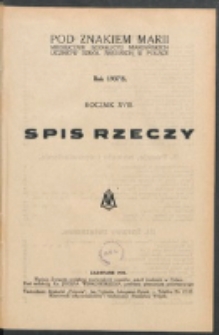 Pod Znakiem Marji. R. 18 (1937/1938). Spis rzeczy