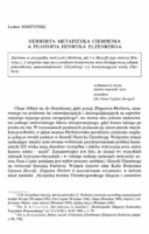 Herberta metafizyka cierpienia a filozofia Henryka Elzenberga.