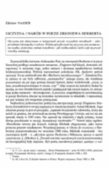 Ojczyzna i nar&oacute;d w poezji Zbigniewa Herberta.