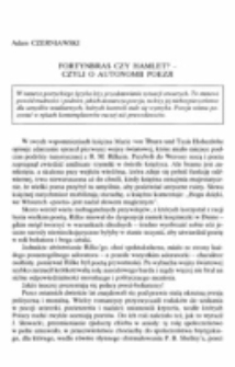 Fortynbras czy Hamlet? - czyli o autonomii poezji.