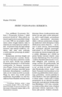 Pr&oacute;by poznawania Herberta.
