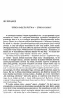 Od redakcji : Ethos męczeństwa - ethos osoby.