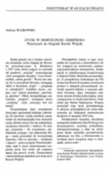 Życie w horyzocie cierpienia. Przyczynek do biografii Karola Wojtyły.