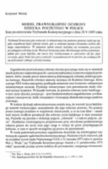 Model prawnokarnej ochrony dziecka ppoczetego w Polsce. Stan po orzeczeniu Trybunału Konstytucyjnego z dnia 28 V 1997 roku.