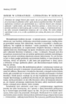 Dzieje w literaturze - literatura w dziejach.