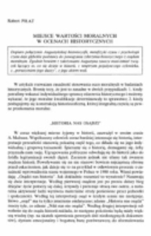 Miejsce wartości moralnych w ocenach historycznych.