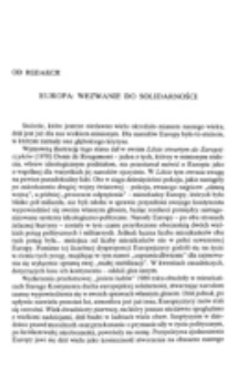 Od Redakcji : Europa : wezwanie do solidarności.