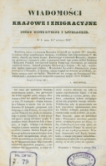 Wiadomości Krajowe i Emigracyjne. No 1 (1837)