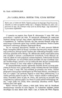 "Za łaską Boga jestem tym, czym jestem".