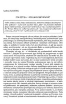 Polityka i prawdom&oacute;wność.