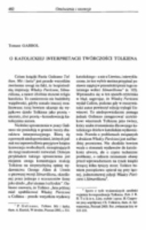 O katolickiej interpretacji twórczości Tolkiena. Recenzja : P. Gulisano, Tolkien. Mit i łaska, tłum. A. Kuciak, W drodze, Poznań 2002.
