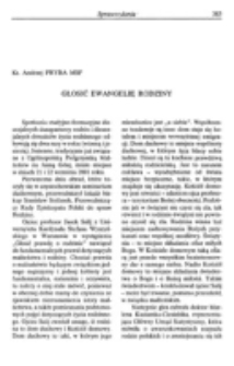 Głosić ewangelię rodziny.