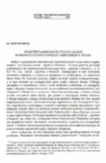 Starotestamentalne cytaty i aluzje w ewangelicznych opisach męki i śmierci Chrystusa.