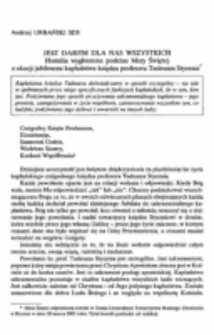 Jest darem dla nas wszystkich. Homilia wygłoszona podczas Mszy Świętej z okazji jubileuszu kapłaństwa księdza profesora Tadeusza Stycznia.