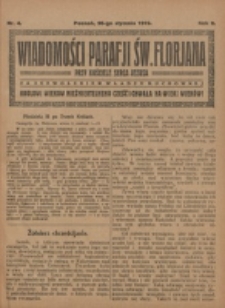 Wiadomości Parafji Św. Florjana przy Kościele Serca Jezusa za Zezwoleniem Władzy Duchownej Kr&oacute;lowi Wiek&oacute;w Nieśmiertelnemu Cześć i Chwała na Wieki Wiek&oacute;w!. R. 2, nr 4 (1919)