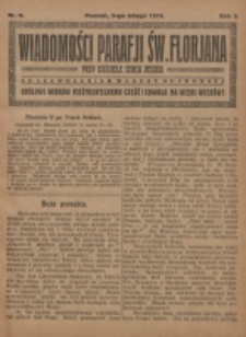 Wiadomości Parafji Św. Florjana przy Kościele Serca Jezusa za Zezwoleniem Władzy Duchownej Kr&oacute;lowi Wiek&oacute;w Nieśmiertelnemu Cześć i Chwała na Wieki Wiek&oacute;w!. R. 2, nr 6 (1919)