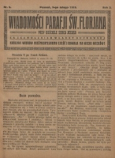 Wiadomości Parafji Św. Florjana przy Kościele Serca Jezusa za Zezwoleniem Władzy Duchownej Królowi Wieków Nieśmiertelnemu Cześć i Chwała na Wieki Wieków!. R. 2, nr 6 (1919)