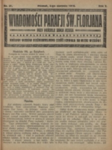 Wiadomości Parafji Św. Florjana przy Kościele Serca Jezusa za Zezwoleniem Władzy Duchownej Kr&oacute;lowi Wiek&oacute;w Nieśmiertelnemu Cześć i Chwała na Wieki Wiek&oacute;w!. R. 2, nr 31 (1919)