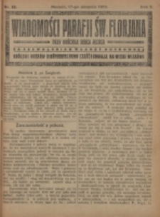 Wiadomości Parafji Św. Florjana przy Kościele Serca Jezusa za Zezwoleniem Władzy Duchownej Kr&oacute;lowi Wiek&oacute;w Nieśmiertelnemu Cześć i Chwała na Wieki Wiek&oacute;w!. R. 2, nr 33 (1919)