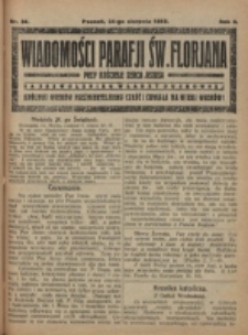 Wiadomości Parafji Św. Florjana przy Kościele Serca Jezusa za Zezwoleniem Władzy Duchownej Kr&oacute;lowi Wiek&oacute;w Nieśmiertelnemu Cześć i Chwała na Wieki Wiek&oacute;w!. R. 2, nr 34 (1919)