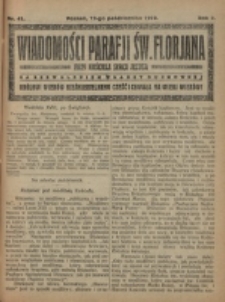 Wiadomości Parafji Św. Florjana przy Kościele Serca Jezusa za Zezwoleniem Władzy Duchownej Kr&oacute;lowi Wiek&oacute;w Nieśmiertelnemu Cześć i Chwała na Wieki Wiek&oacute;w!. R. 2, nr 41 (1919)