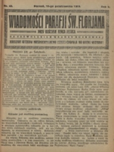 Wiadomości Parafji Św. Florjana przy Kościele Serca Jezusa za Zezwoleniem Władzy Duchownej Kr&oacute;lowi Wiek&oacute;w Nieśmiertelnemu Cześć i Chwała na Wieki Wiek&oacute;w!. R. 2, nr 42 (1919)