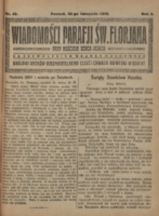Wiadomości Parafji Św. Florjana przy Kościele Serca Jezusa za Zezwoleniem Władzy Duchownej Kr&oacute;lowi Wiek&oacute;w Nieśmiertelnemu Cześć i Chwała na Wieki Wiek&oacute;w!. R. 2, nr 47 (1919)