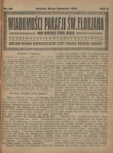 Wiadomości Parafji Św. Florjana przy Kościele Serca Jezusa za Zezwoleniem Władzy Duchownej Kr&oacute;lowi Wiek&oacute;w Nieśmiertelnemu Cześć i Chwała na Wieki Wiek&oacute;w!. R. 2, nr 48 (1919)