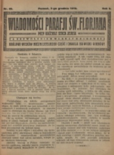 Wiadomości Parafji Św. Florjana przy Kościele Serca Jezusa za Zezwoleniem Władzy Duchownej Kr&oacute;lowi Wiek&oacute;w Nieśmiertelnemu Cześć i Chwała na Wieki Wiek&oacute;w!. R. 2, nr 49 (1919)
