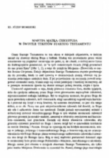 Maryja Matka Chrystusa w świetle tekst&oacute;w Starego Testamentu.