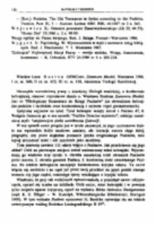 Recenzja : Wiesław Leon Rosłon OFMConv, Zammeru Maskil. Warszawa 1986.I cz. ss. 300; II cz. ss. 422; III cz. ss. 118, Akademia Teologii Katolickiej.