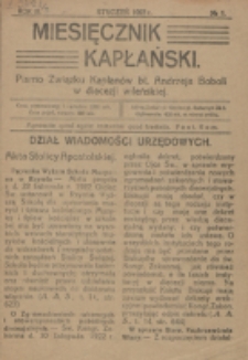 Miesięcznik Kapłański. R. 3, nr 1 (1923)
