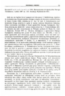 Recenzja : Ryszard Rubinkiewicz SDB, Wprowadzenie do Apokryf&oacute;w Starego Testamentu. Lublin 1987 ss. 120. Redakcja Wydawnictw KUL.