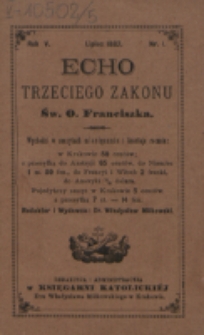 Echo Trzeciego Zakonu Św. o. Franciszka. R. 5, nr 1 (1887)