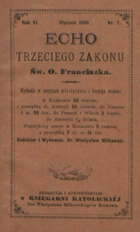 Echo Trzeciego Zakonu Św. o. Franciszka. R. 6, nr 7 (1889)