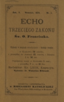 Echo Trzeciego Zakonu Św. o. Franciszka. R. 2, nr 1 (1884)