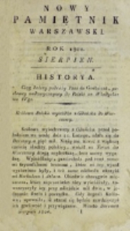 Nowy Pamiętnik Warszawski : [dziennik historyczny, polityczny, tudzież nauk i umiejętności]. T. 3 (sierpień 1801)