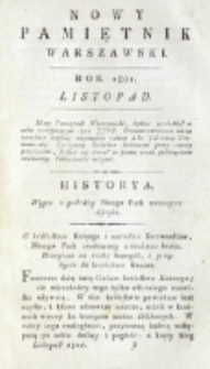 Nowy Pamiętnik Warszawski : [dziennik historyczny, polityczny, tudzież nauk i umiejętności]. T. 4 (listopad 1801)