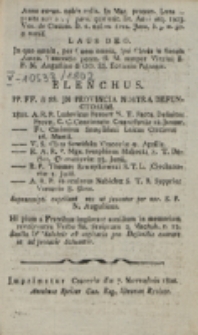 Elenchus PP. FF. & SS. JN Provincia Nostra Defunctorum.