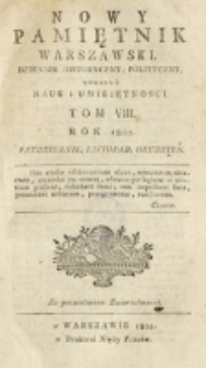 Nowy Pamiętnik Warszawski : [dziennik historyczny, polityczny, tudzież nauk i umiejętności]. T. 8 (październik 1802)