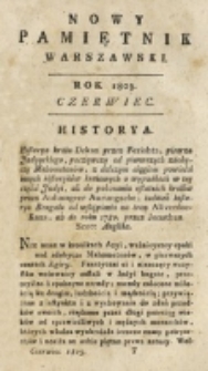 Nowy Pamiętnik Warszawski : [dziennik historyczny, polityczny, tudzież nauk i umiejętności].T. 10 (czerwiec 1803)