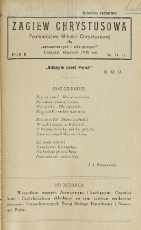 Żagiew Chrystusowa : pismo poświęcone budzeniu życia religijnego. R. 2, no 11/12 (1926)