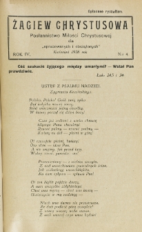 Żagiew Chrystusowa : pismo poświęcone budzeniu życia religijnego. R. 4, no 4 (1928)