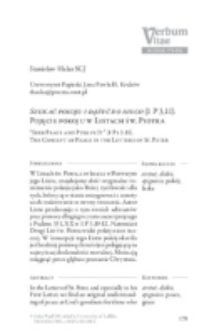 Szukać pokoju i dążyć do niego (1 P 3,11). Pojęcie pokoju w Listach św. Piotra.