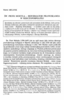 Św. Piotr Mohyła - reformator prawosławia w Rzeczypospolitej.