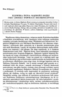 Kijowska ikona Mądrości Bożej jako źr&oacute;dło inspiracji ekumenicznych.