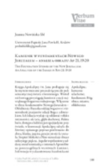 Kamienie w fundamentach NowegoJeruzalem &ndash; analiza obrazu Ap 21,19-20.