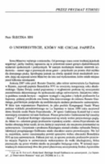 O uniwersytecie, kt&oacute;ry nie chciał papieża.